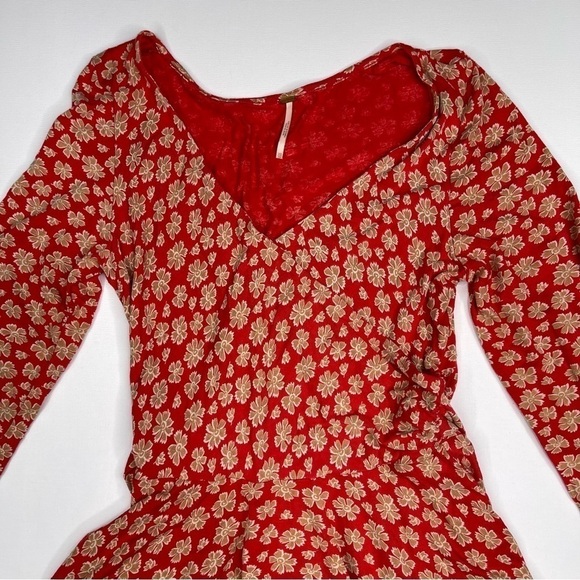 Free People Dress Pradera Faux Wrap Fairy Coquette Feminine Floral Boho Prairie - Picture 4 of 13